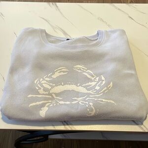 J. Crew light blue crab sweatshirt.
